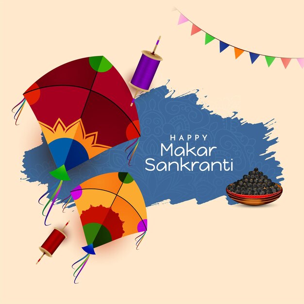 Feliz Makar Sankranti Festival indiano cartão decorativo elegante