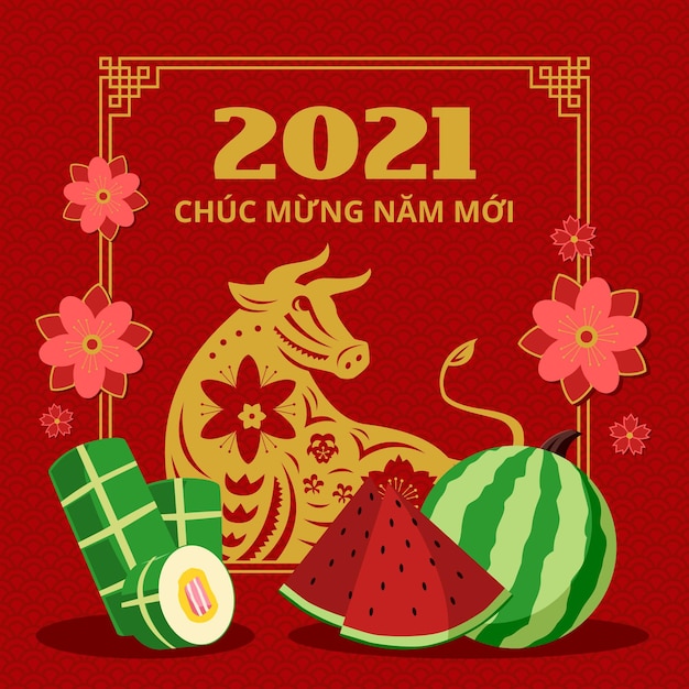 Feliz melancia de ano novo vietnamita 2021