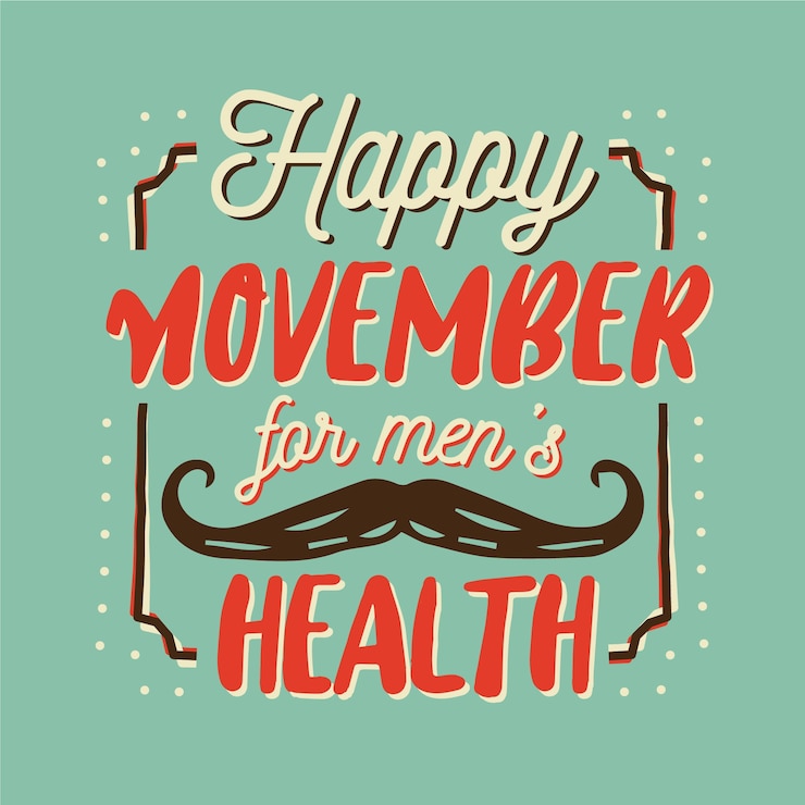 Vetor grátis feliz movember letras fundo