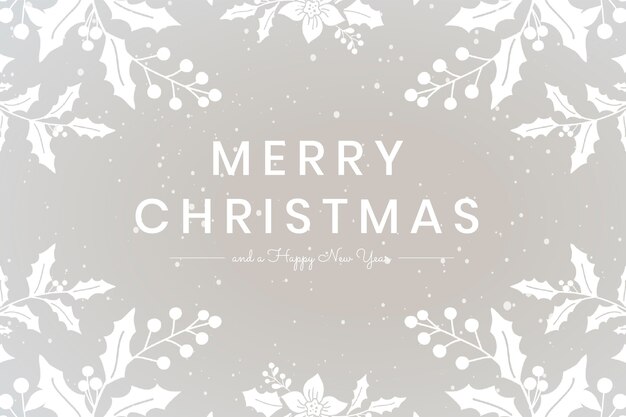 Feliz Natal desejo cartão floral cinza