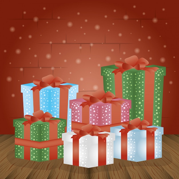Vetor grátis feliz natal fundo com caixas de presente