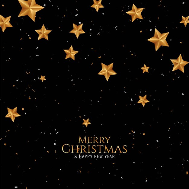Feliz Natal lindo cartão com estrelas douradas