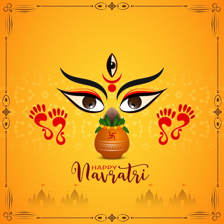 Vetor grátis feliz navratri cartão de saudação de festival tradicional indiano