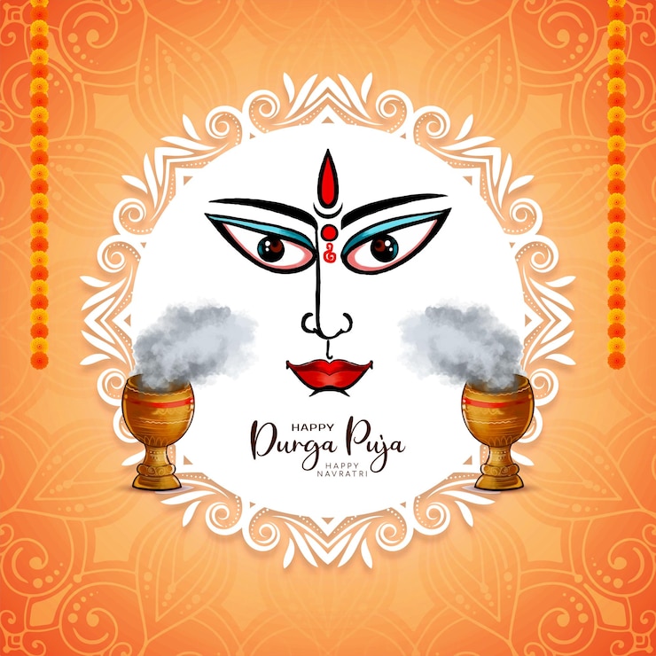 Vetor grátis feliz navratri e durga puja desenho de fundo de festival tradicional indiano