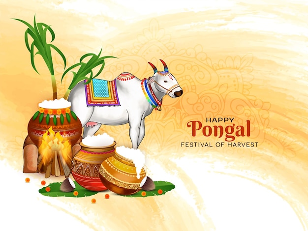 Vetor grátis feliz pongal celebração do festival religioso indiano desenho de fundo