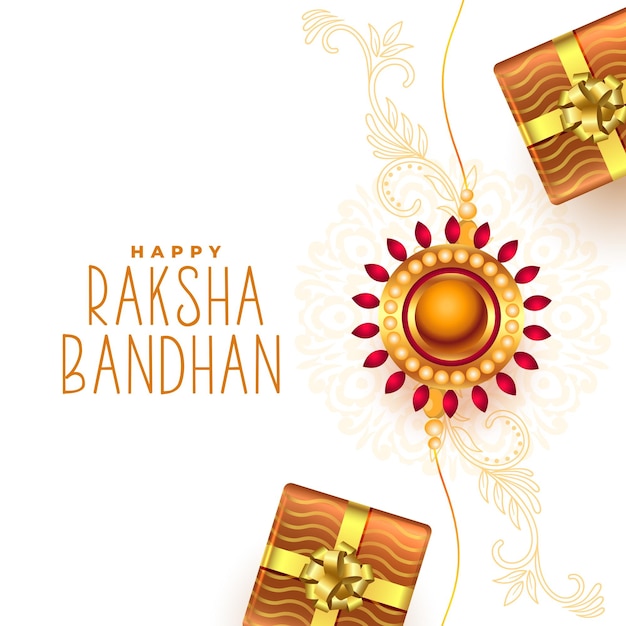 Feliz raksha bandhan deseja modelo de cartão com design de cesta de presente