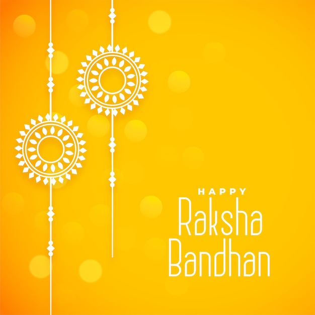 Feliz raksha bandhan fundo amarelo com design artístico rakhi