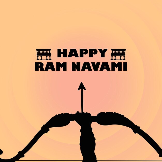 Feliz Ram Navami Saudações Laranja Claro Fundo Preto Festival Hinduísmo Indiano Banner de Mídia Social Vetor Grátis
