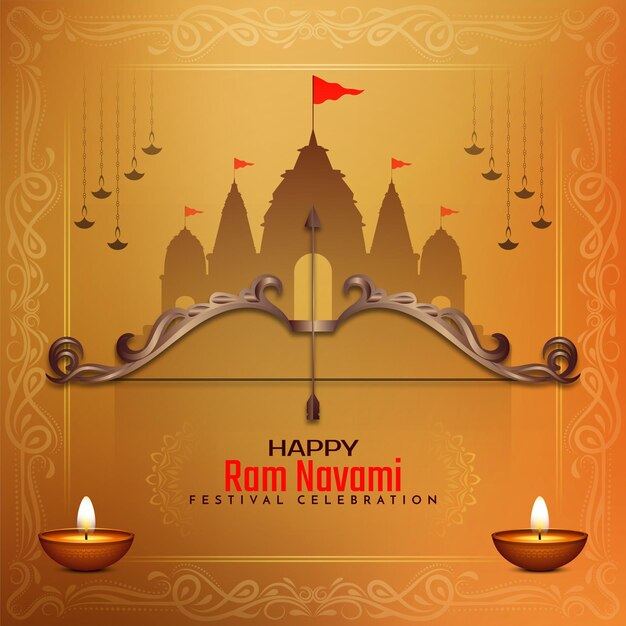 Feliz vetor de fundo de celebração do festival tradicional Ram Navami