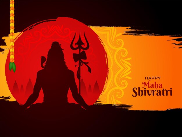 Feliz vetor de fundo mitológico de celebração do festival Maha Shivratri