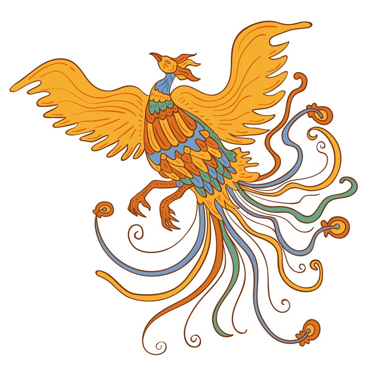 Vetor grátis fênix desenhada de mão
