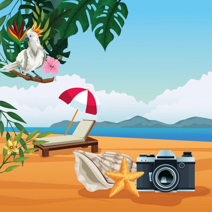 Vetor grátis férias de verão e desenhos de praia.