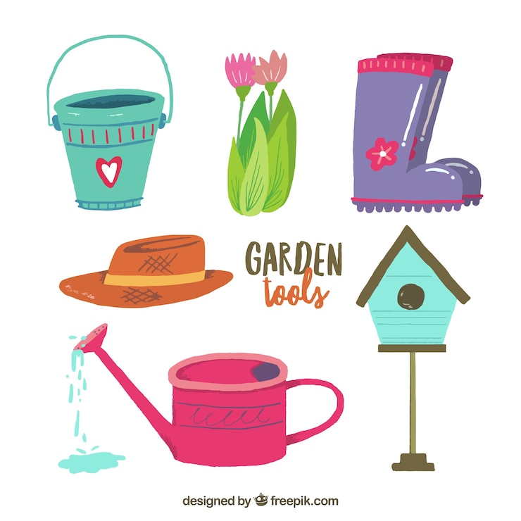 Vetor grátis ferramentas de jardim projetos bonitos