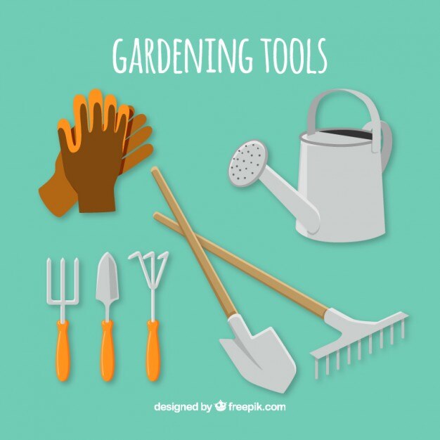 Vetor grátis ferramentas essenciais para jardinagem