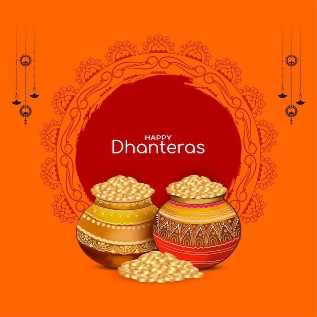 Vetor grátis festa auspiciosa indiana feliz dhanteras vetor de design de fundo