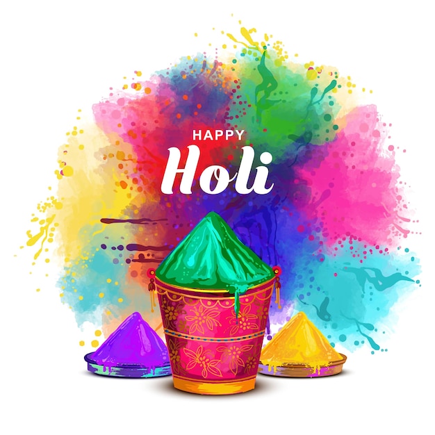 Festa das cores celebração feliz holi cartão de fundo