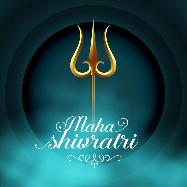 Festa indiana Maha Shivratri saudação fundo com Trishul dourado