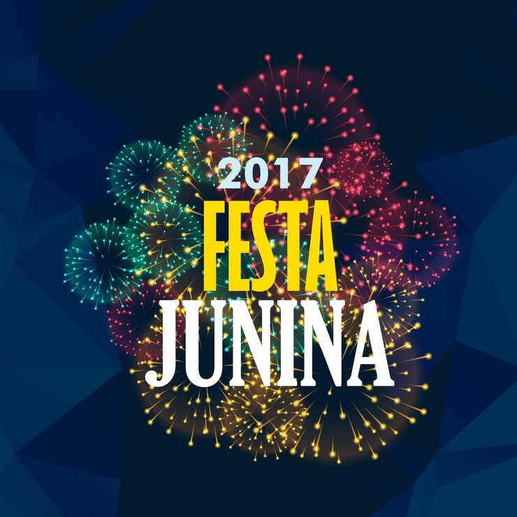 Vetor grátis festa junina com fogos de artifício