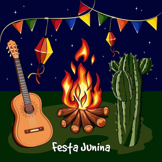 Festa junina desenhada de mão