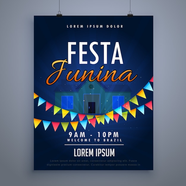 Vetor grátis festa junina holiday flyer poster design template