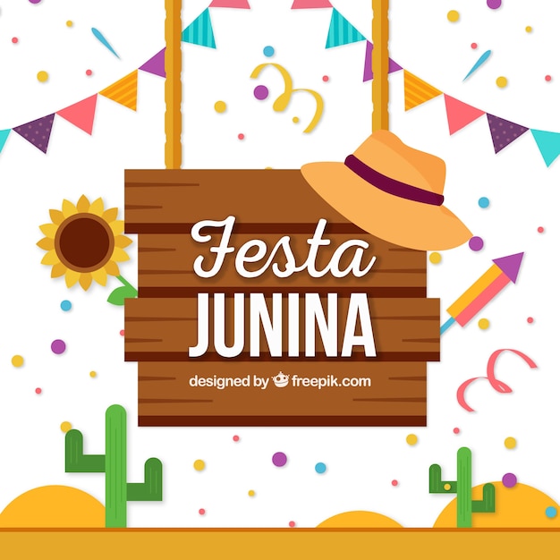 Vetor grátis festa junina poster fundo com elementos