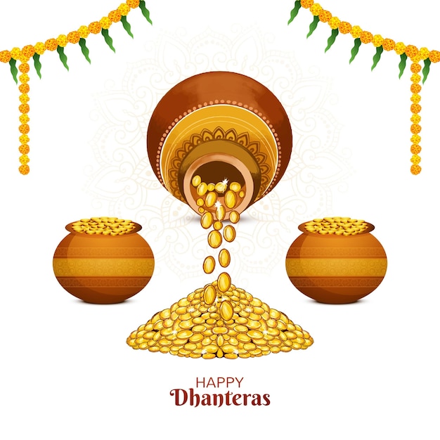 Vetor grátis festa religiosa indiana subh dhanteras fundo