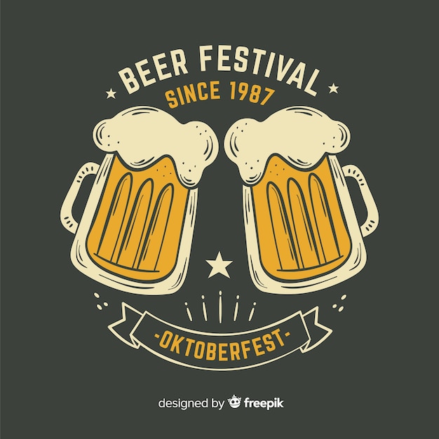 Festival de cerveja oktoberfest desenhada mão desde 1987