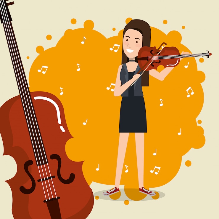 Vetor grátis festival de música ao vivo com mulher tocando violino