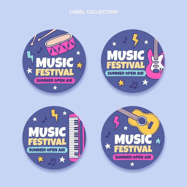 Festival de música colorida desenhada à mão