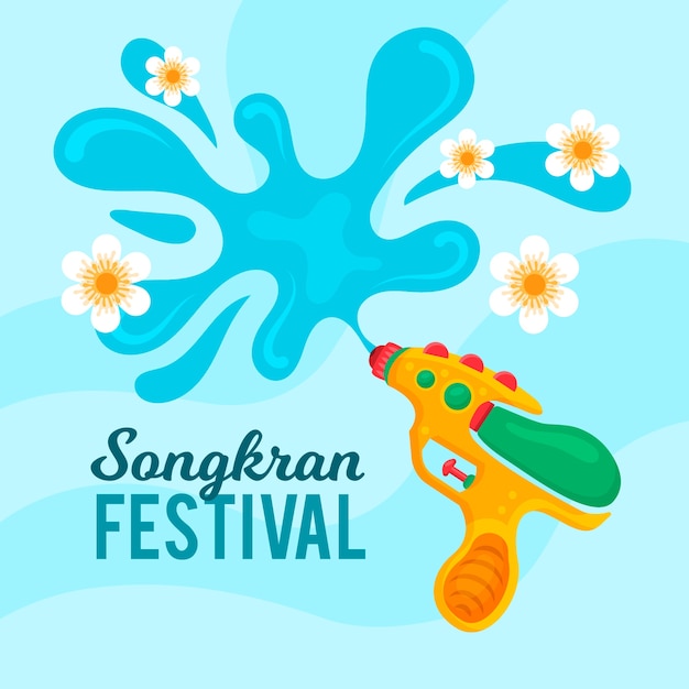 Festival de songkran de design plano