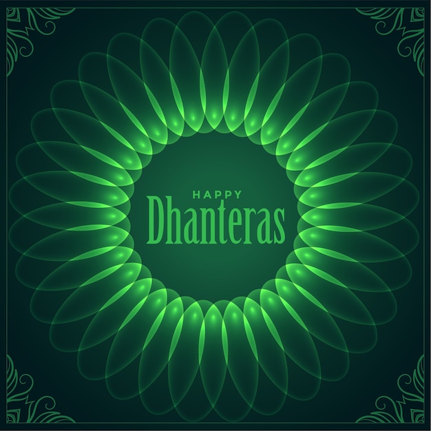 Festival decorativo de dhanteras feliz deseja design de cartão brilhante