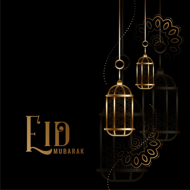 Festival eid mubarak deseja design de cartão dourado