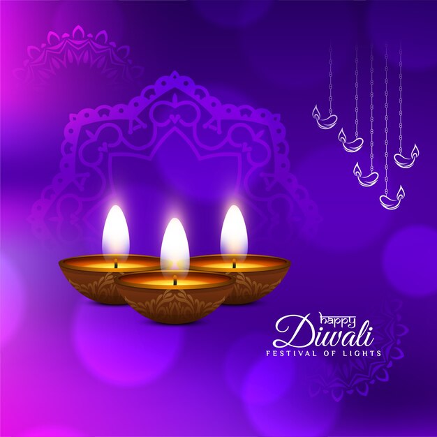 Festival feliz Diwali brilhante em cor violeta