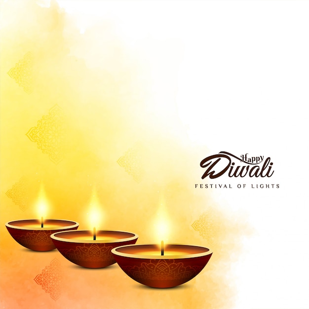 Festival indiano feliz Diwali fundo amarelo brilhante
