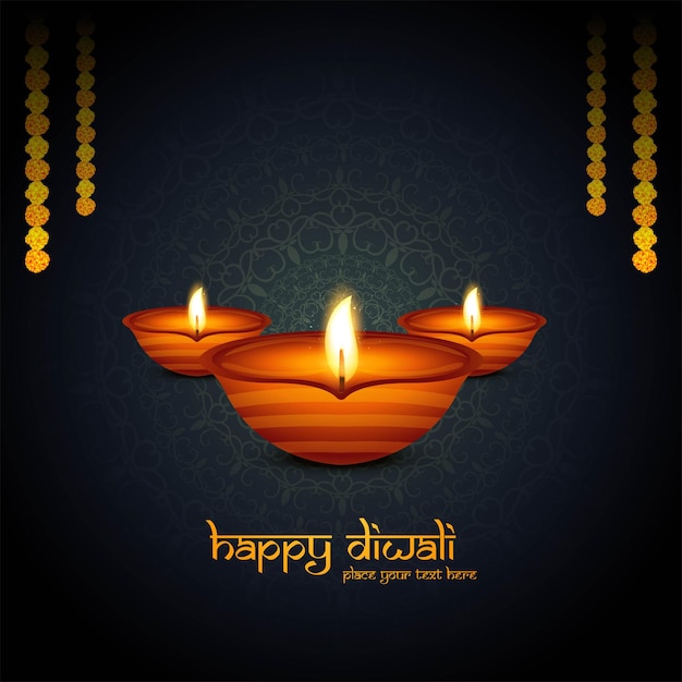 Festival indiano tradicional diwali com fundo de cartão de lâmpadas