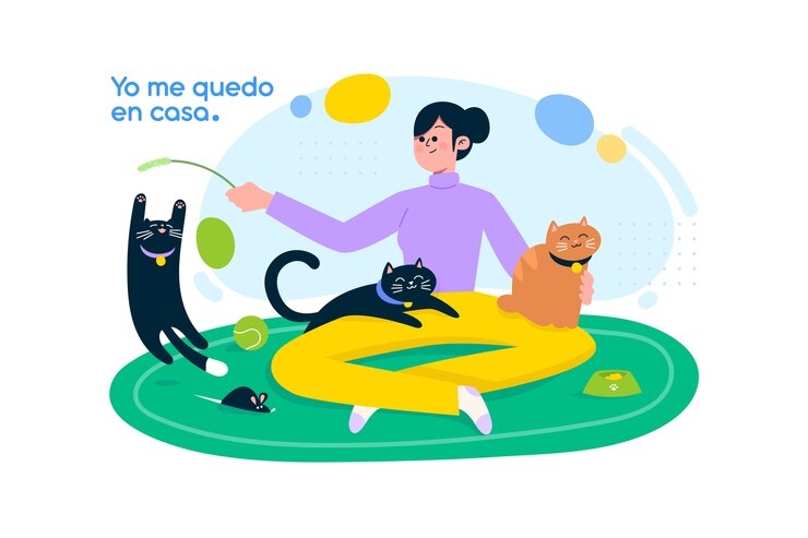 Vetor grátis ficar em casa conceito com animais
