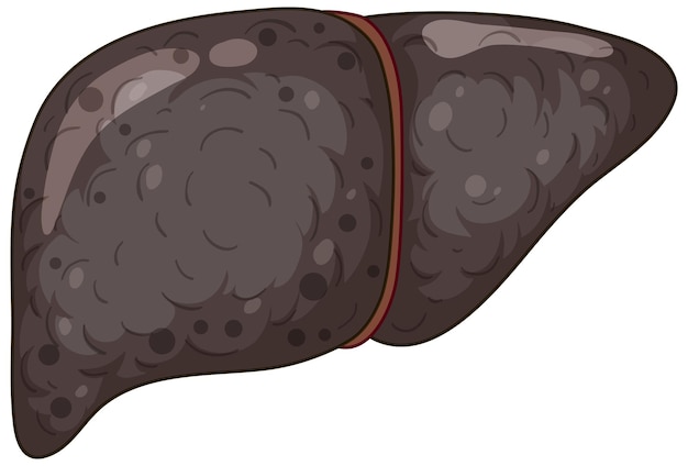Fígado de cirrose no fundo branco
