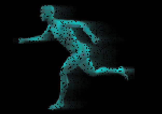 Figura masculina pixelizada correndo