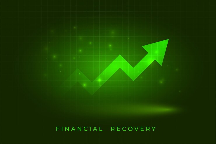 Vetor grátis financie o fundo de crescimento da seta verde ascendente do mercado de ações