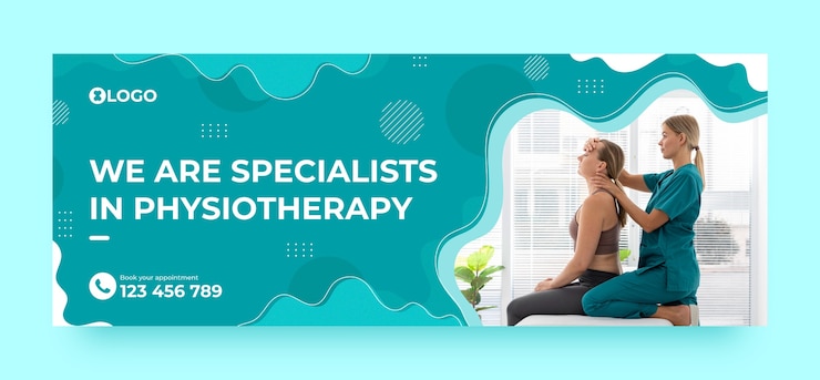 Vetor grátis fisioterapeuta desenhado à mão ajuda capa do facebook
