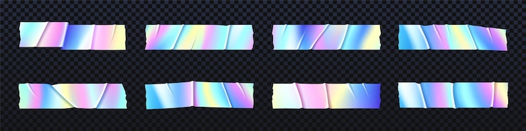 Vetor grátis fita adesiva iridescente holográfica enrugada