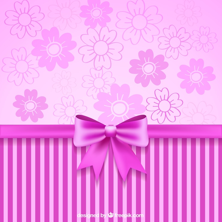 Vetor grátis fita cor de rosa e papel de parede decorativo