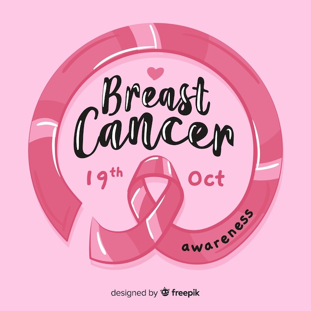 Fita de conscientização de câncer de mama em estilo desenhado à mão
