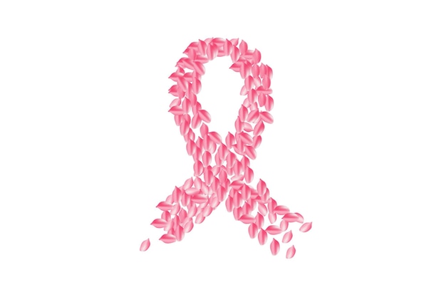Fita de conscientização do câncer de mama feita de pétala de rosa