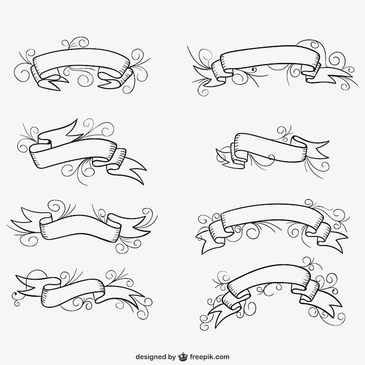 Vetor grátis fitas caligráficos embalar