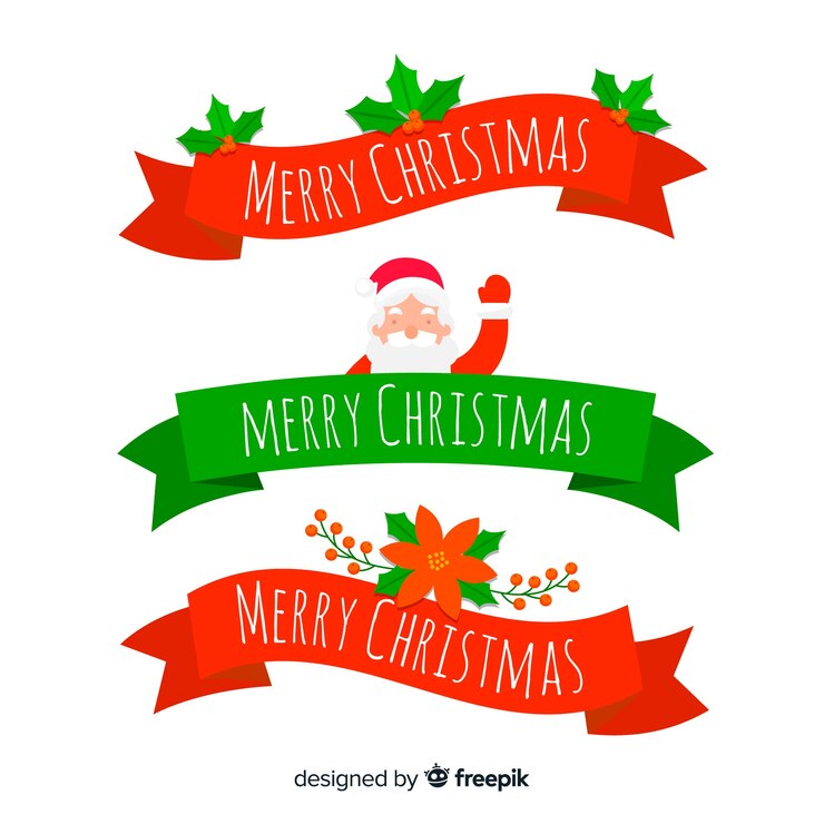 Vetor grátis fitas de natal feliz