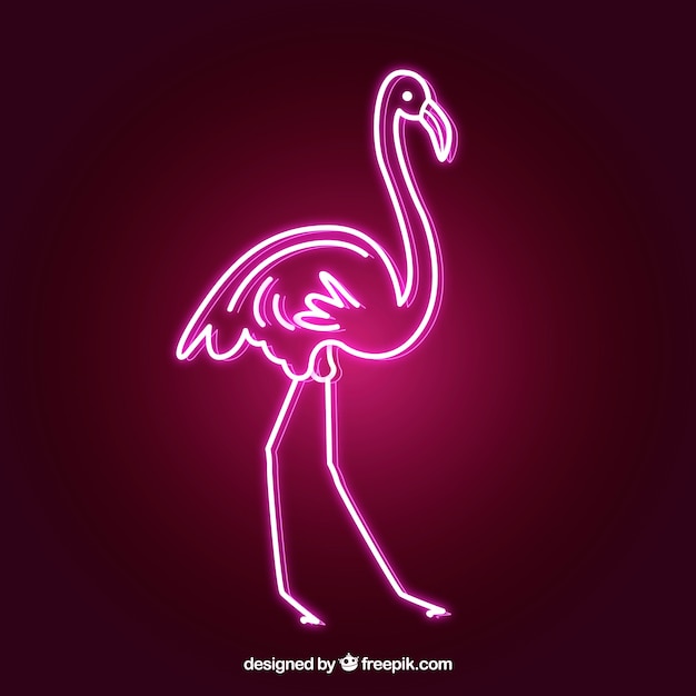 Vetor grátis flamingo néon com luz rosa