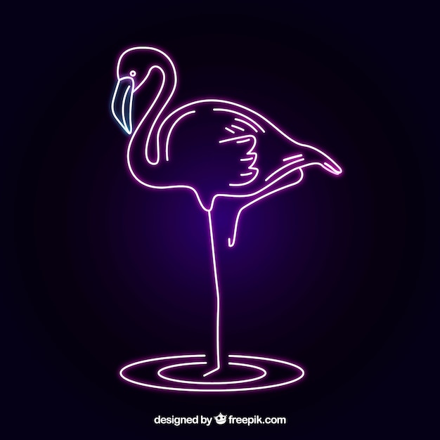 Flamingo néon com luz rosa