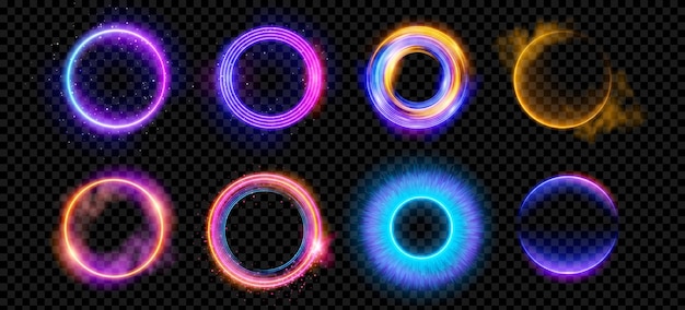 Flares ópticos de halo com efeito de vetor de luz neon