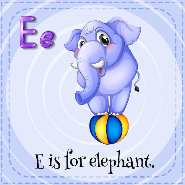 Flashcard de e é para elefante